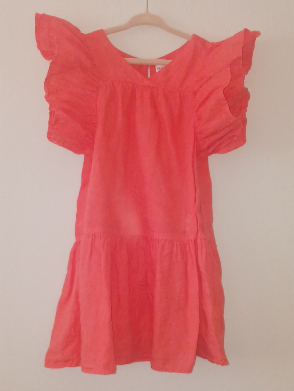 10×$13!!🔴Zara Girls Coral Flutter Sleeve Dress Top